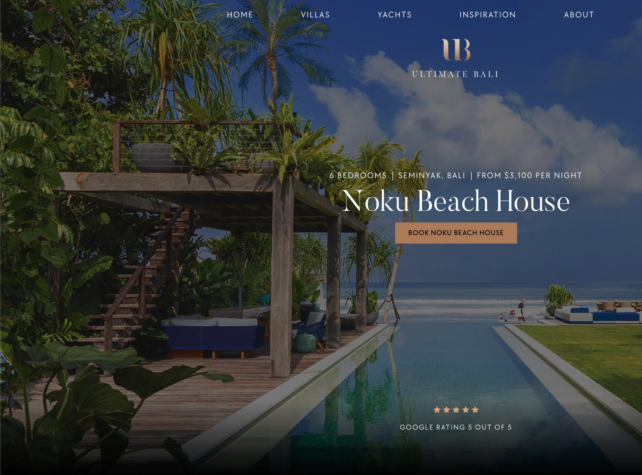 Noku Beach House landing page