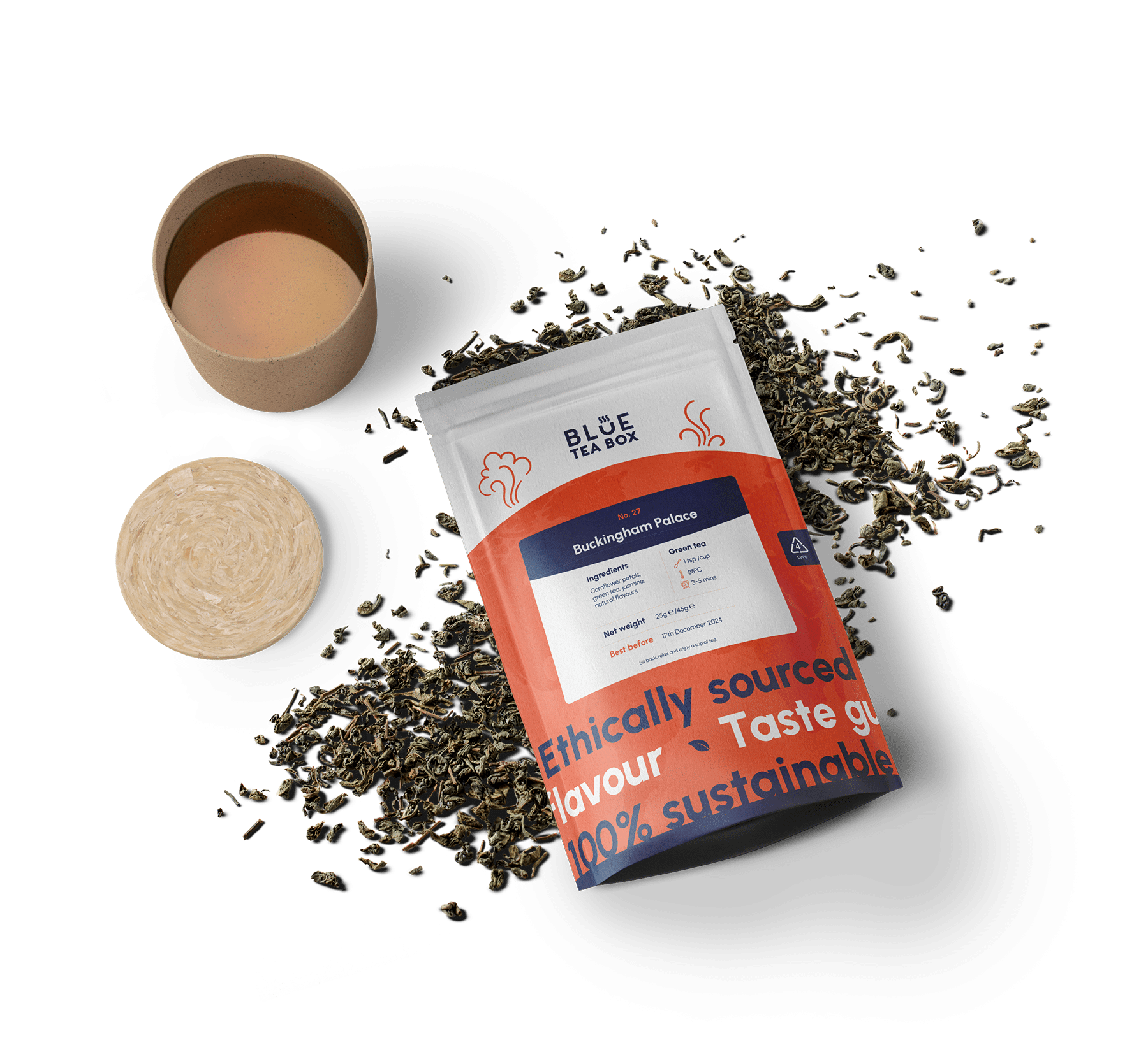 Tea leaves and packaging